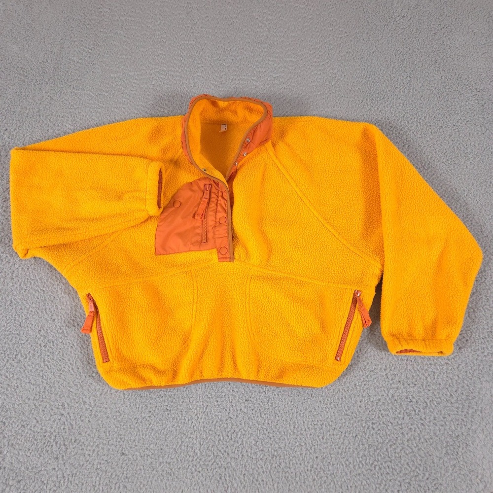 Free People Movement Jacket Womens S Hit The Slopes Cropped Fleece Coat 1/2 Snap
